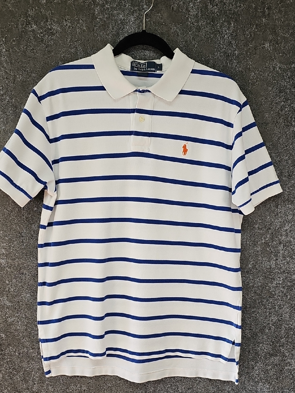 Polo Ralph Lauren Striped Pullover, White & Blue, Cotton, Size Large